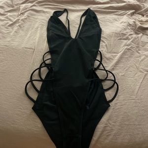 Black one piece bathing suit